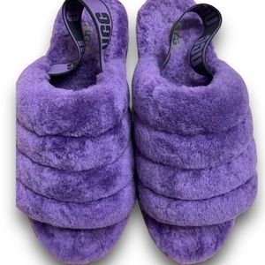 UGG Women's Fluff Slide Slippers Slingback Shoes Size 10 Purple